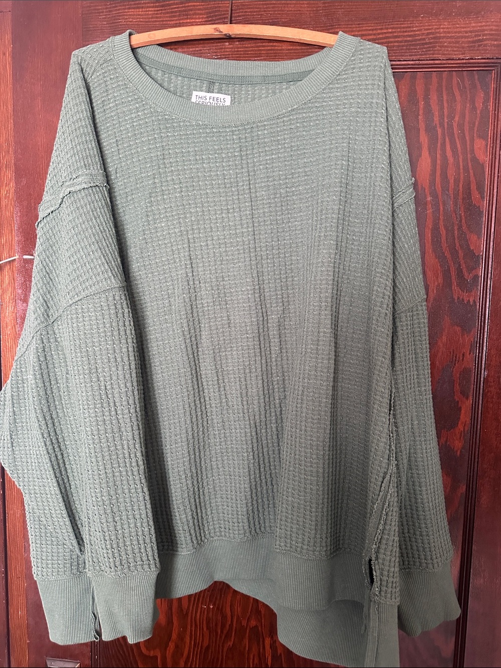 Forest Green Waffle-Knit Women's Sweater